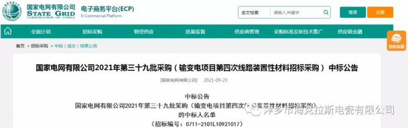 ?？死怪袠?biāo)國家電網(wǎng)有限公司2021年第三十九批采購（輸變電項目第四次線路裝置性材料招標(biāo)采購）項目